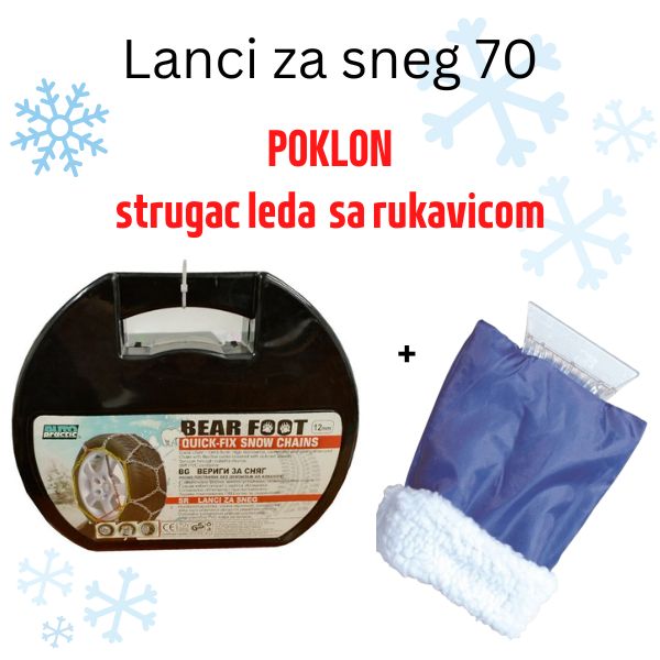 Lanci za sneg 70 plus poklon Strugač leda sa rukavicom