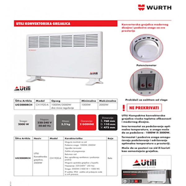 Utili konvertorska grejalica 2000W CH1920-A-3